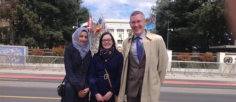 Jon, Alice and AMna at the UN( Geneva)